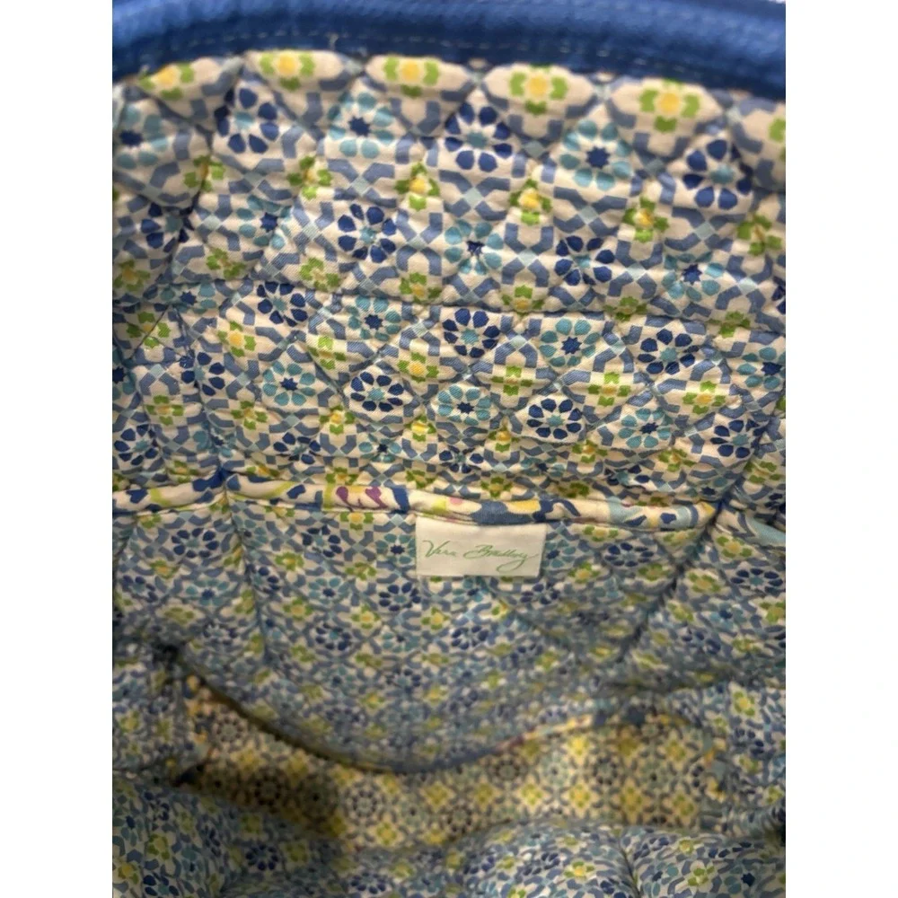 Vera Bradley Quilted Zip Top Tote Bag Blue Paisley Floral Cotton Bag